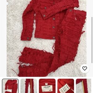 FWD Denim Kids Red Matching Set